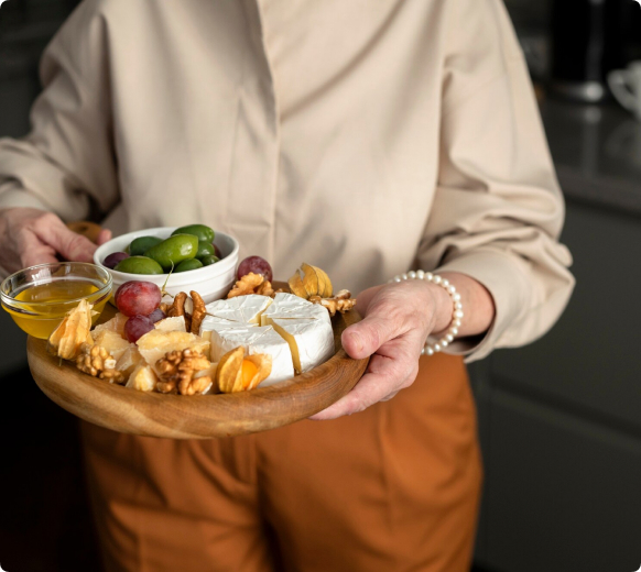 Caregiver preparing nutritious meal for senior